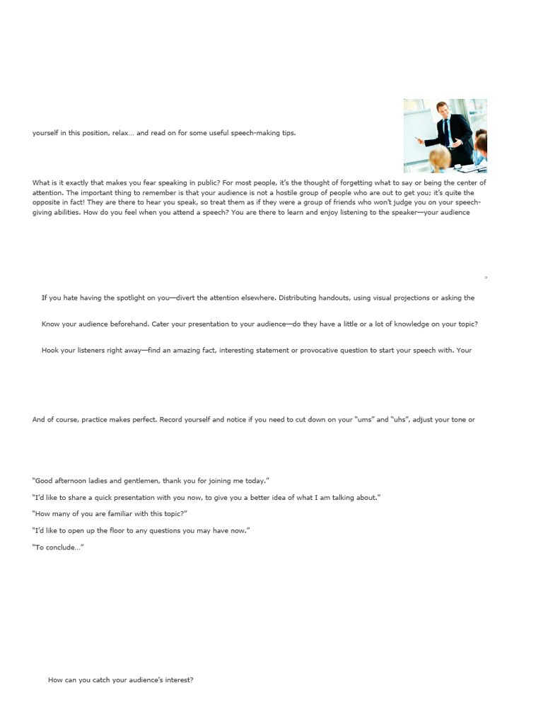 Tips for Effective Speech Delivery | PDF | Public Speaking