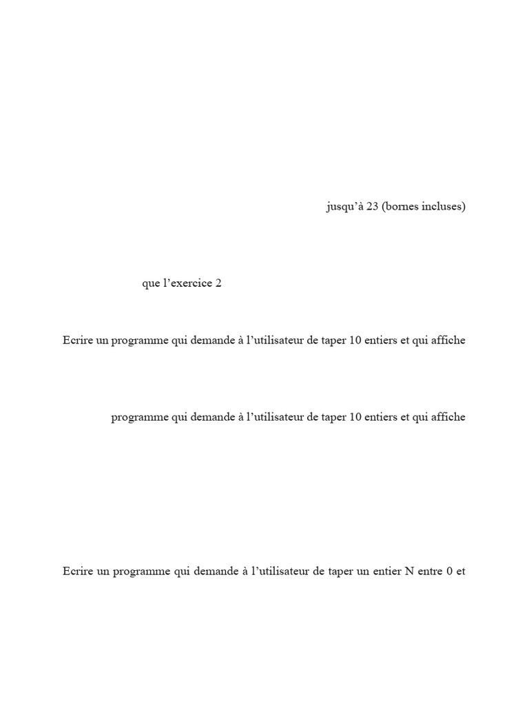 Exercices de programmation en Python | PDF | Entier naturel | Mathématiques