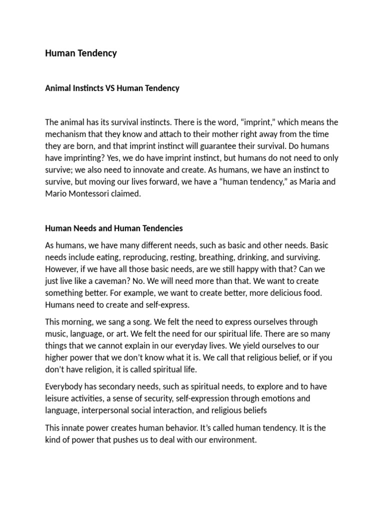 Understanding Human Tendencies | PDF | Infants | Mathematics