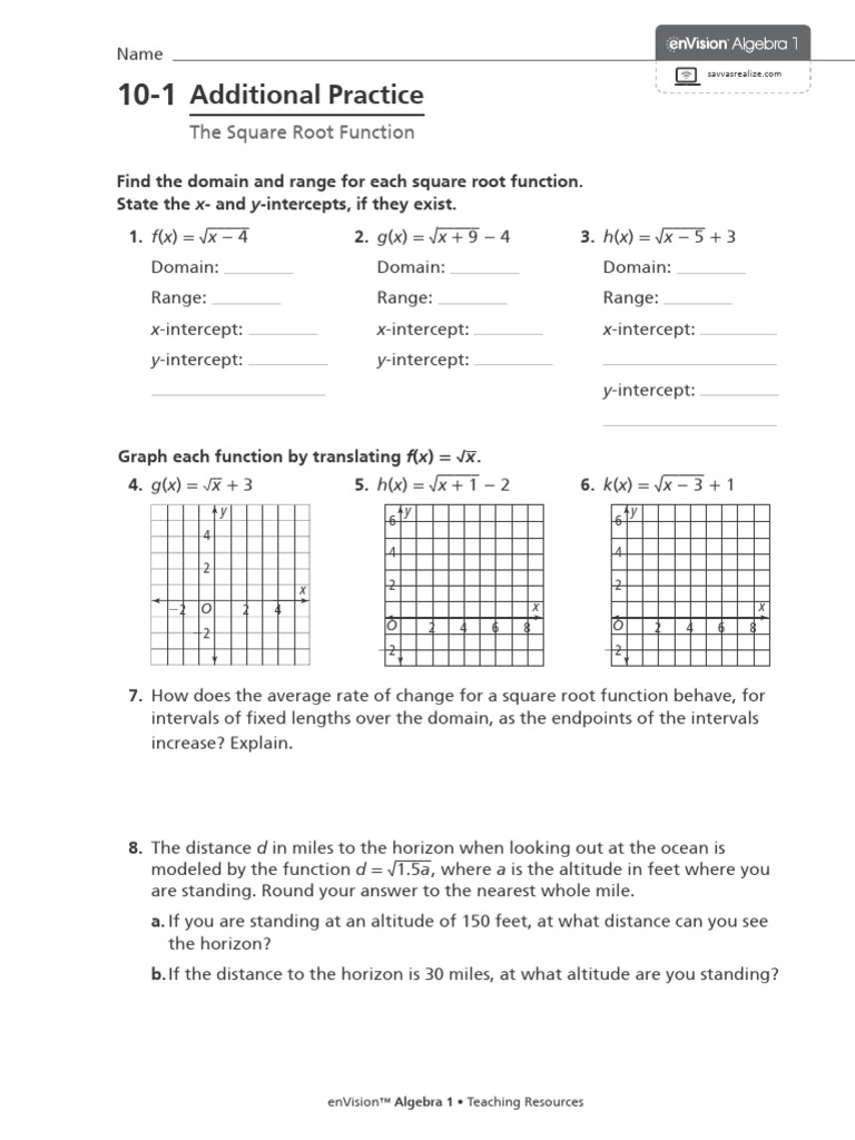 G9, Math, W28 L (10-1) Self Assessment | PDF | Square Root | Function ...