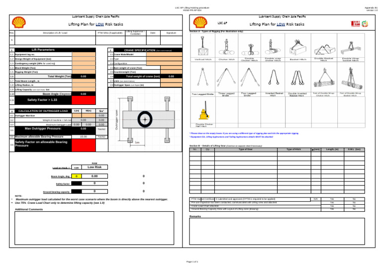 Lifting Plan Template for Low Risk Tasks | PDF | Crane (Machine)