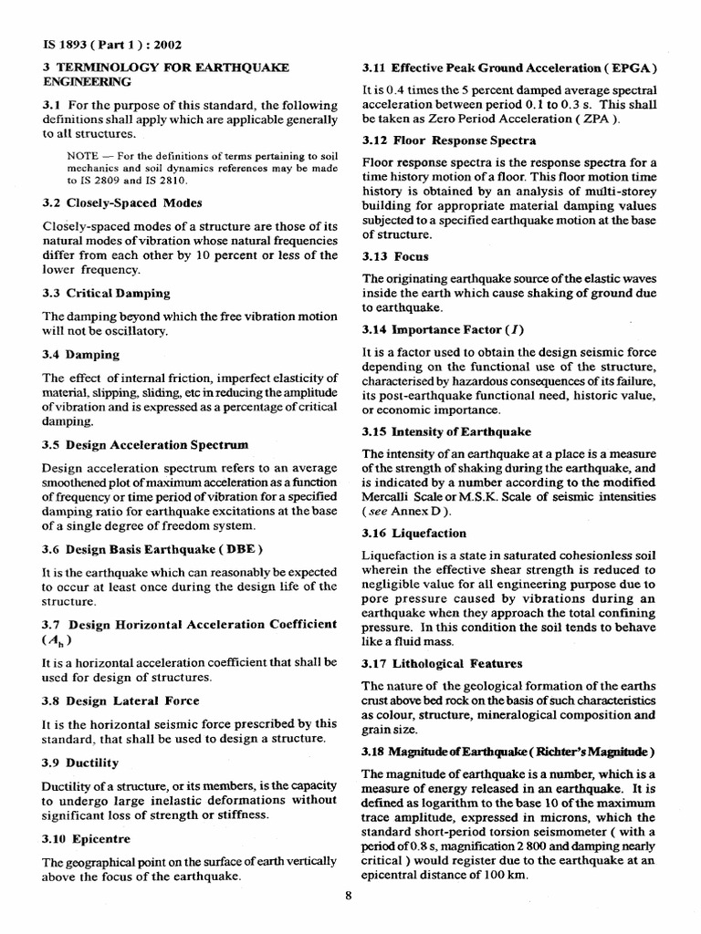 Earthquake Engineering Terminology Guide | PDF | Normal Mode | Earthquakes
