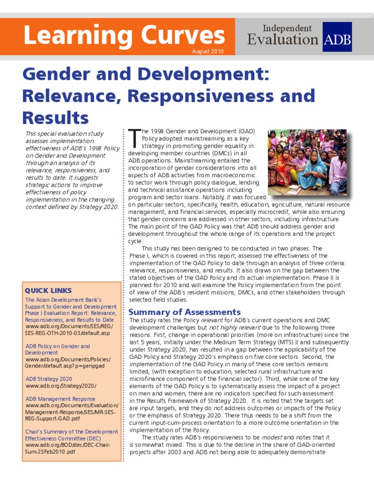 ADB Gender and Development Policy Evaluation | PDF | Asian Development ...