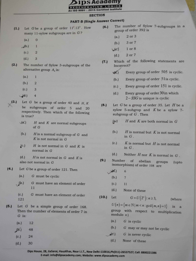 DIPS 2024 DEC Test - 10 (GT) | PDF