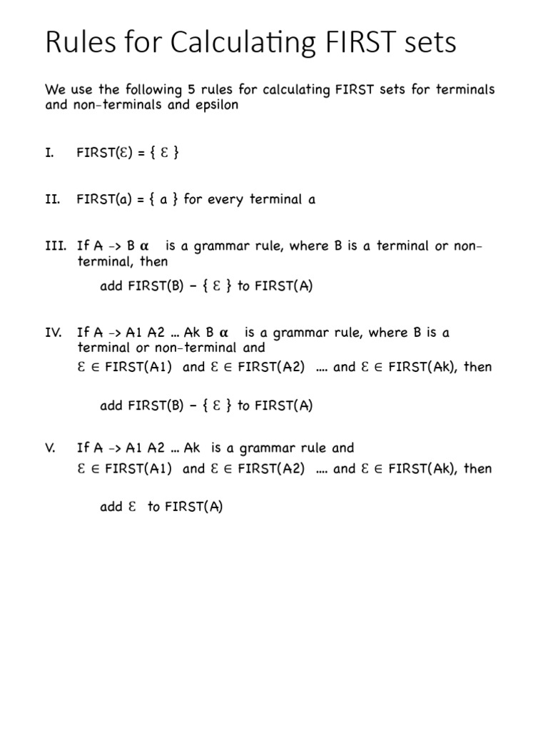 Calculating FIRST and FOLLOW Sets Rules | PDF | Chess | Chess Theory