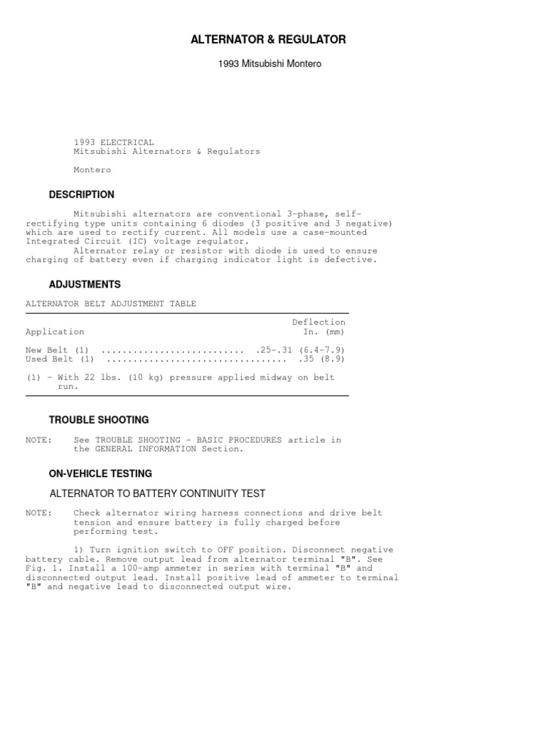 Mitsubishi Alternator Wiring Guide | PDF | Voltage | Electric Motor