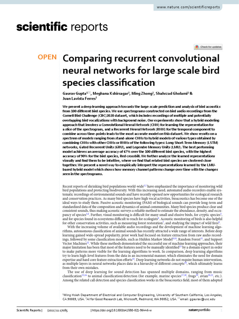 Comparing Recurrent Convolutional Neural Networks For Large Scale Bird ...