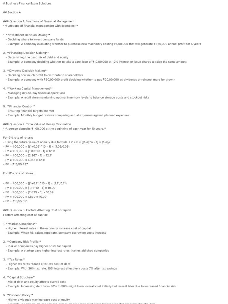 # Business Finance Exam Solutions | PDF | Net Present Value | Internal ...