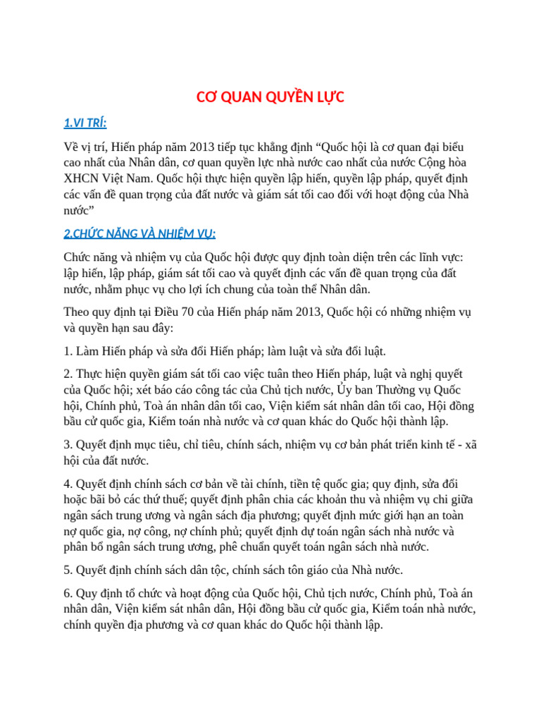 Cơ Quan Quyền Lực | PDF