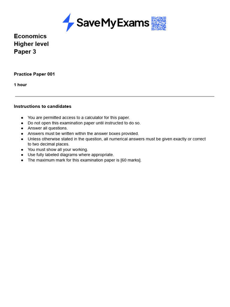 Paper 3 QP IB HL Economics (Practise1) | PDF | Gross Domestic Product ...