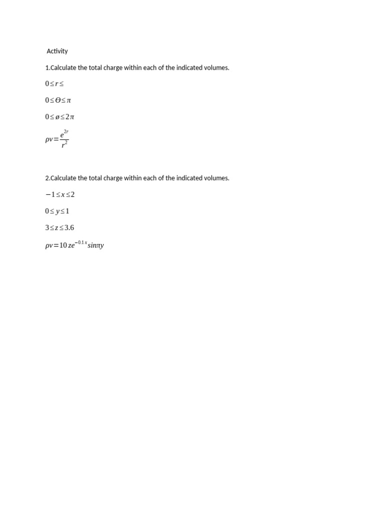 Total Charge Calculation in Specified Volumes | PDF