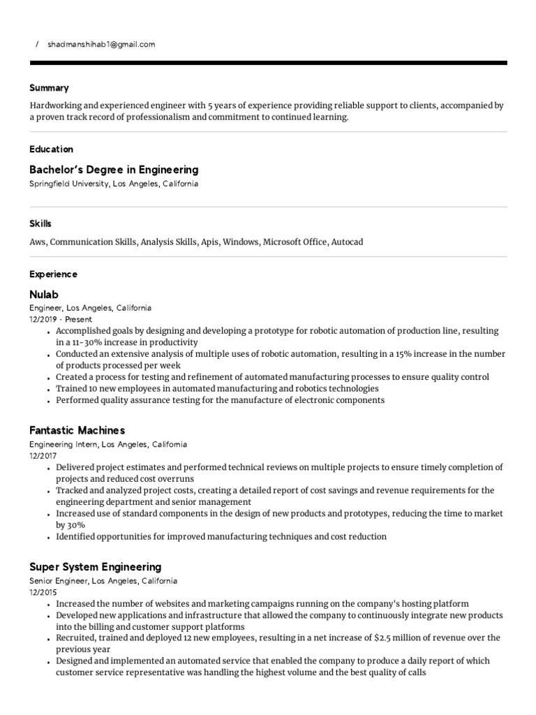 Engineers Resume | PDF | Automation | Engineering