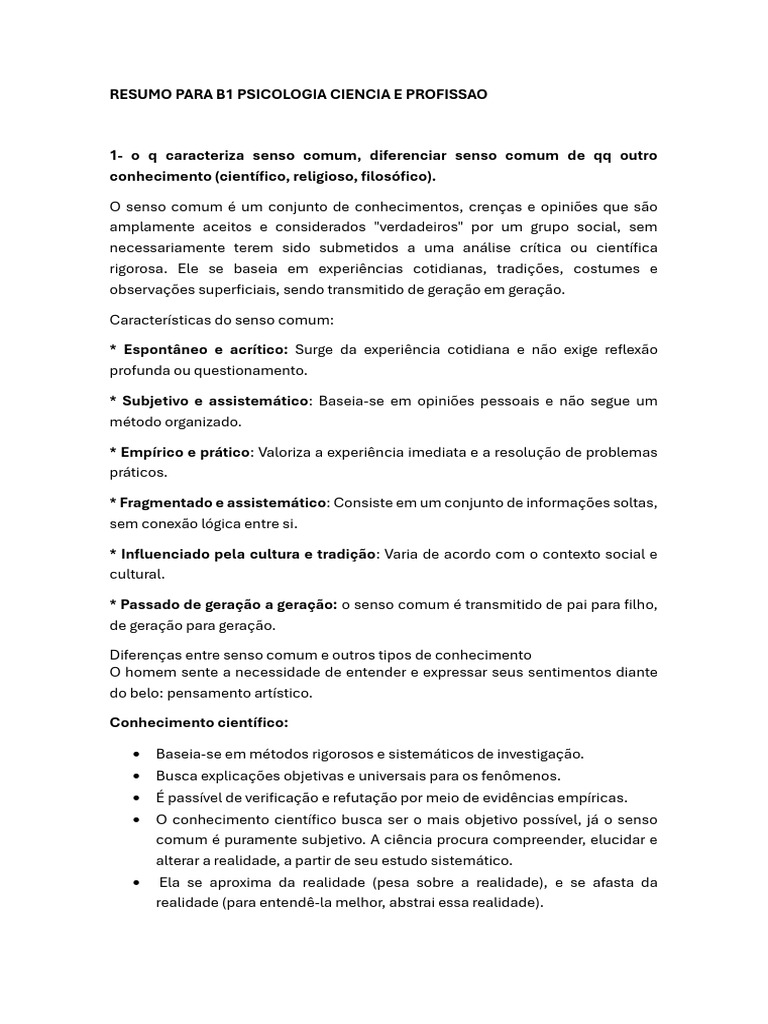 Senso Comum e Conhecimento Científico | PDF | Interseccionalidade ...