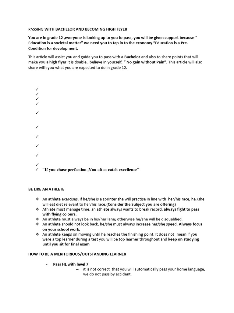 Tips for Passing Matric with Distinctions | PDF | Learning