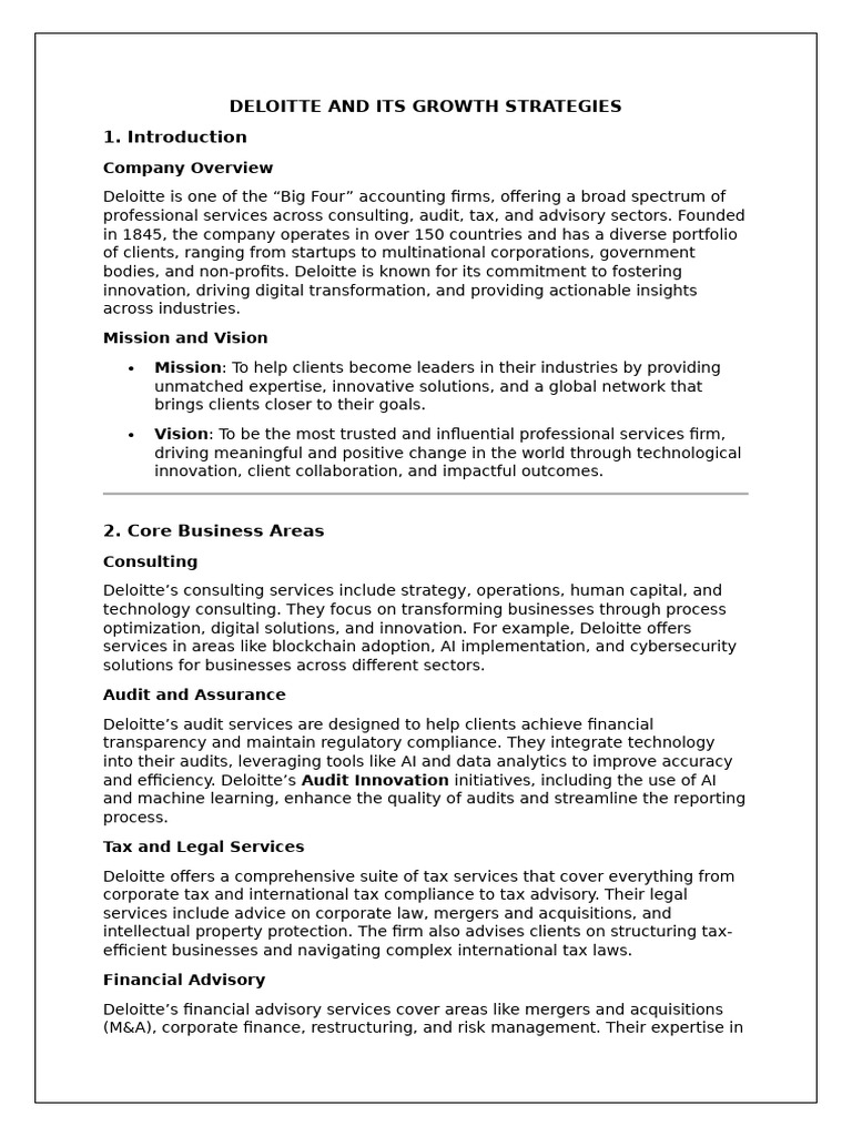 Deloitte's Growth and M&A Strategies | PDF | Audit | Mergers And ...