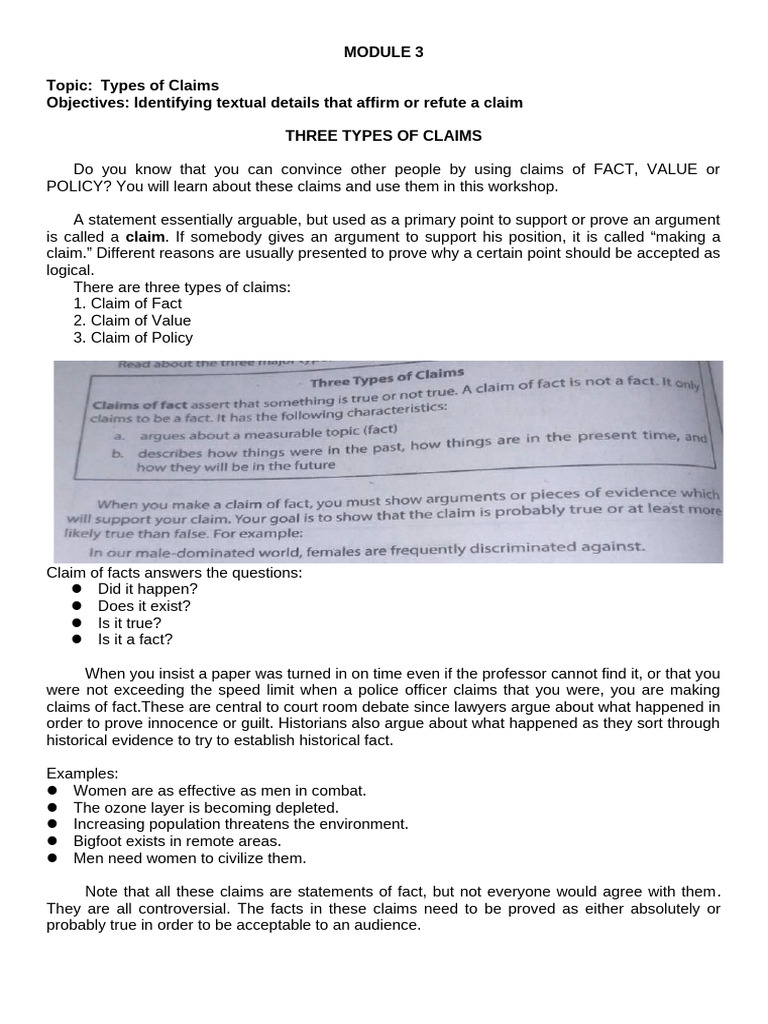 Understanding Claims: Fact, Value, Policy | PDF | Argument | Tobacco ...