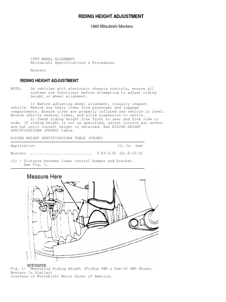 1993 Mitsubishi Montero Height Adjustment | PDF