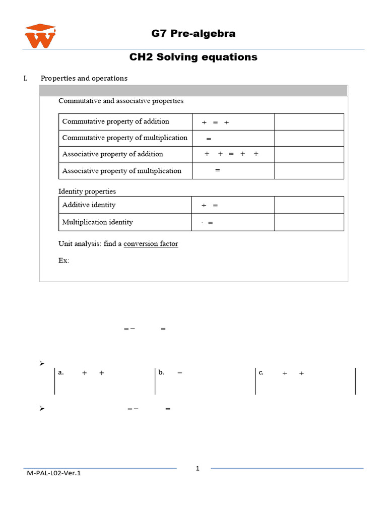 G7 Pre-Algebra: Solving Equations Guide | PDF