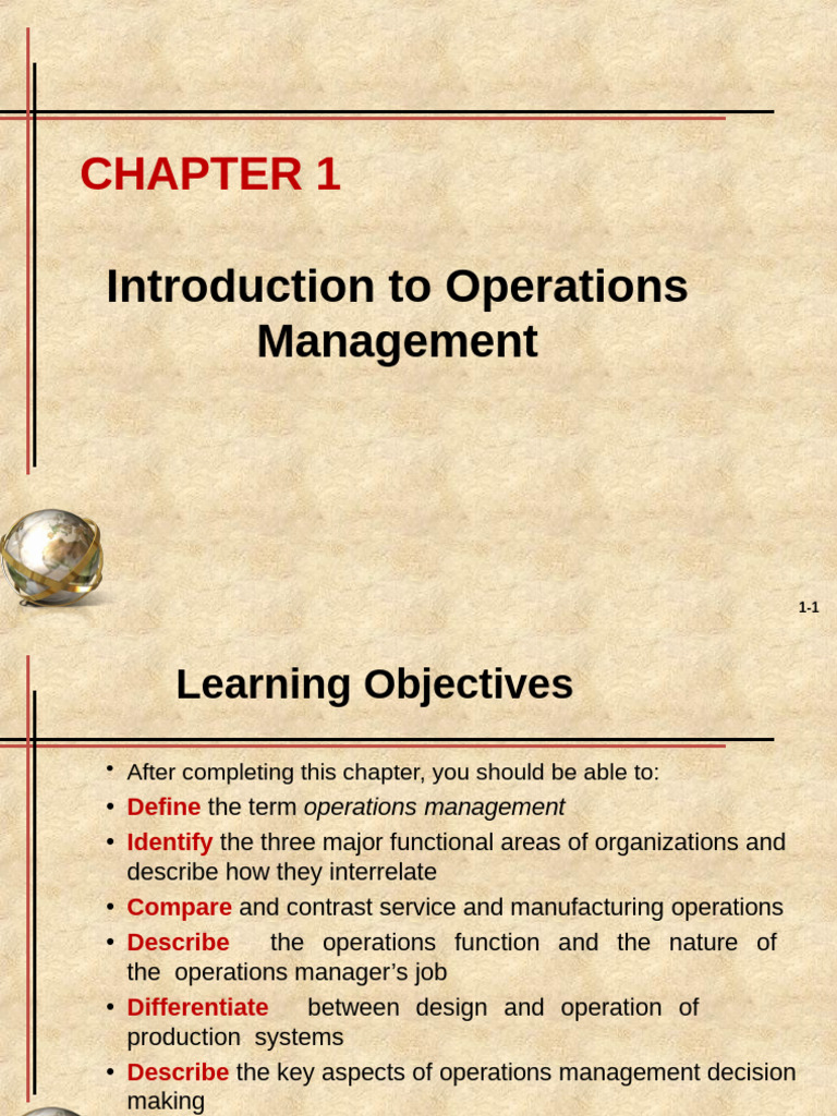 Chapter 01 Introduction To Operation Management | PDF | Business ...