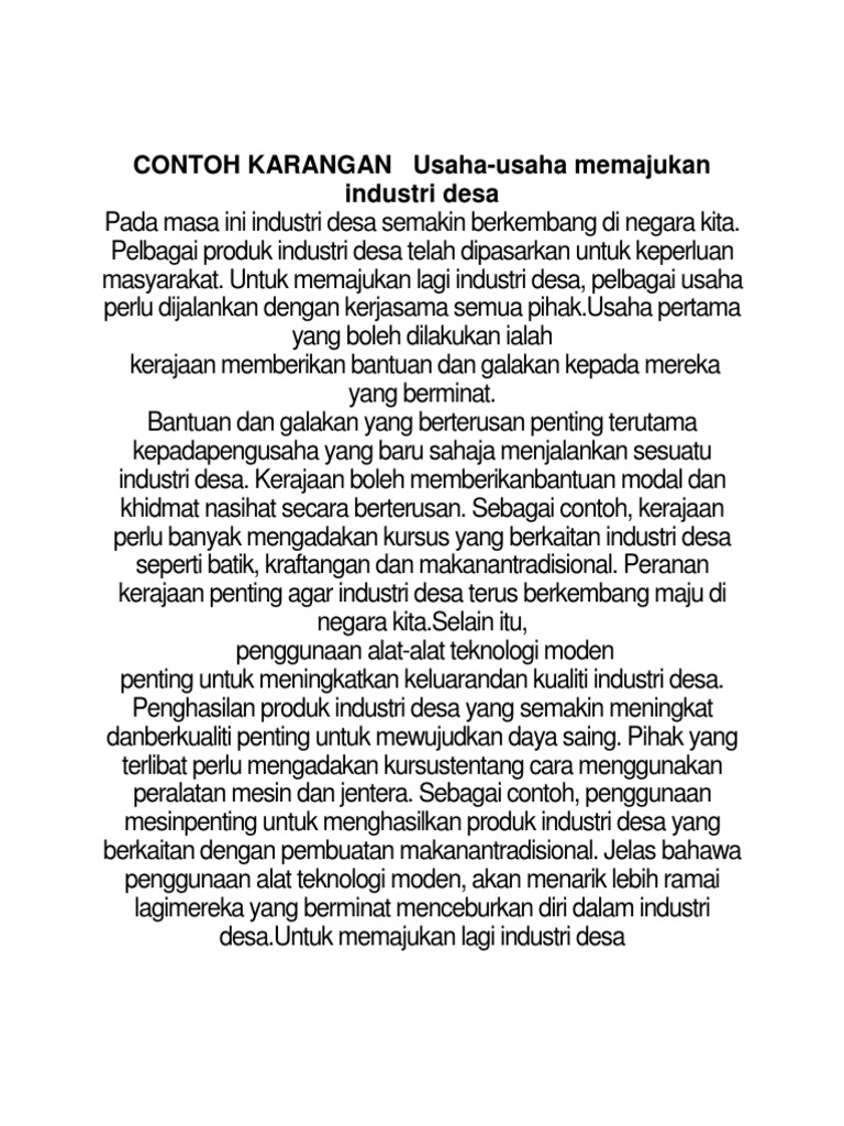 Contoh Karangan Usaha Memajukan Industri Desa Pdf