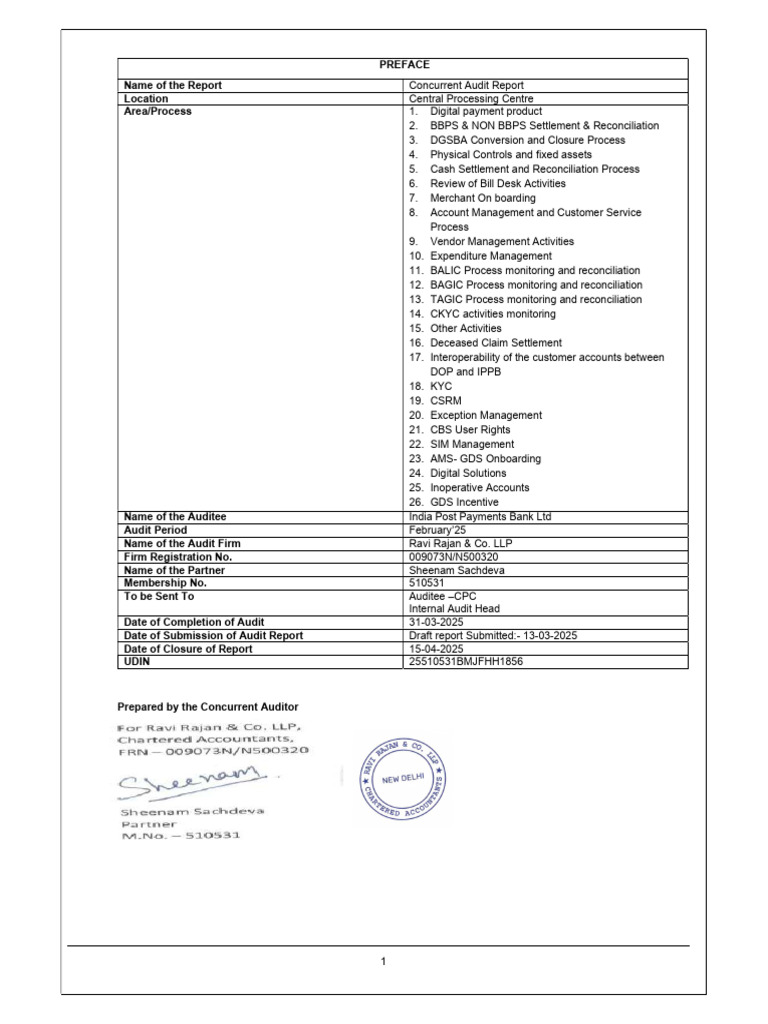 IPPB Concurrent Audit Report - Feb 2025 | PDF | Internal Control ...
