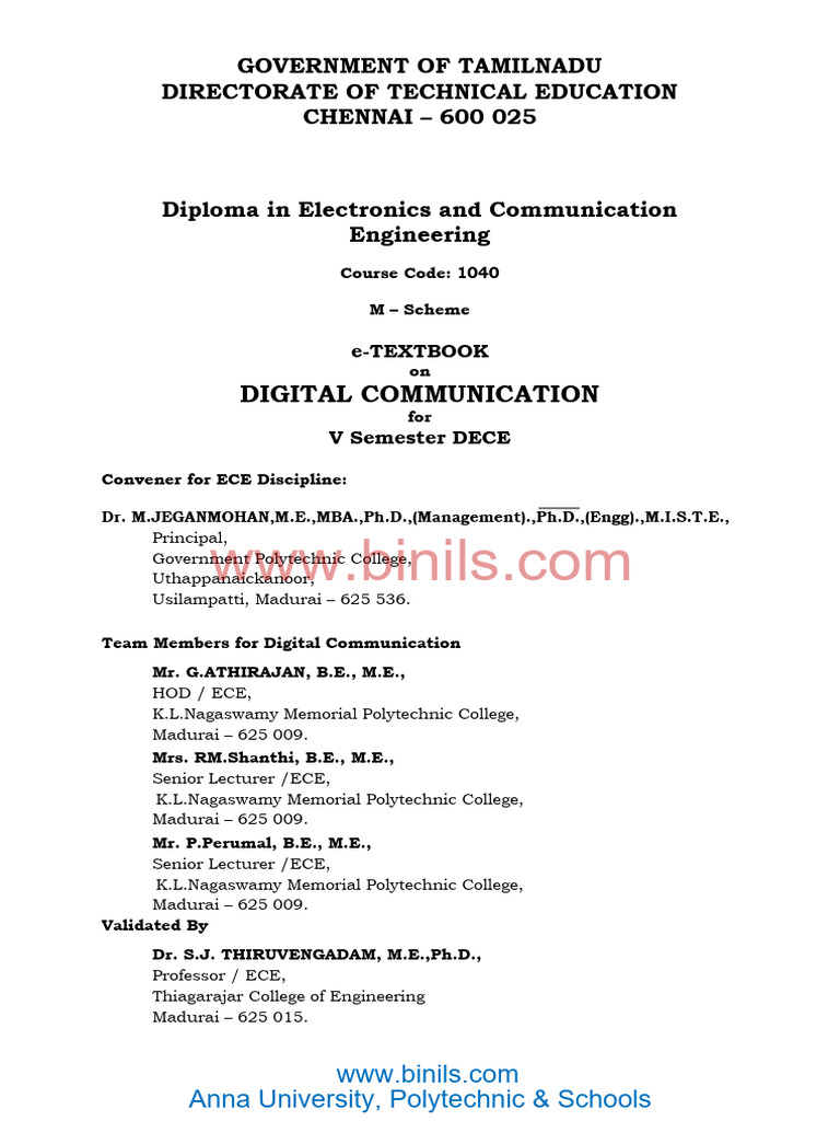 Digital Communication e-Textbook for DECE | PDF | Modulation | Digital ...