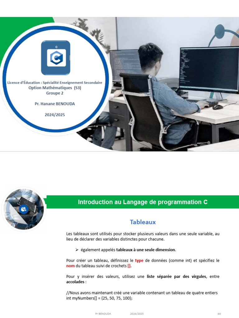 Introduction aux Tableaux en C | PDF | Pointeur (programmation) | C ...