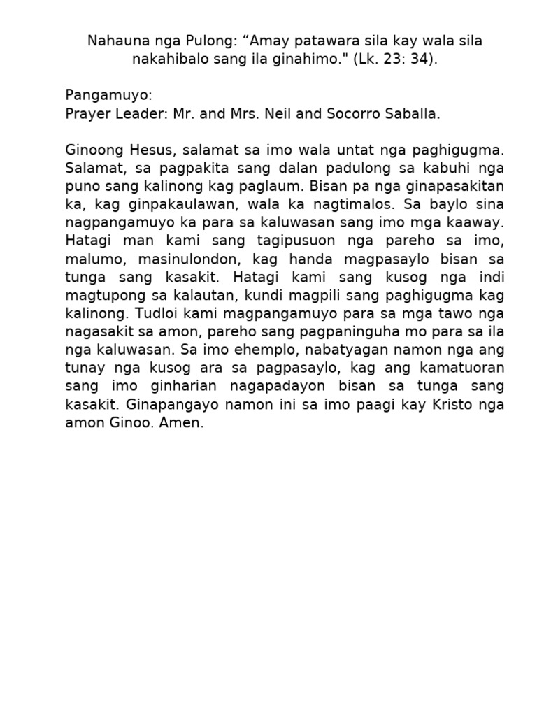 Prayers For 7 Last Words PDF