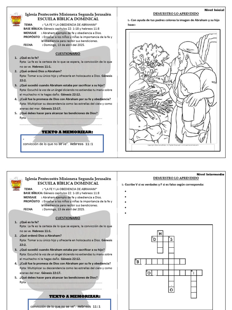 Fe y Obediencia de Abraham para Niños | PDF | Abrahán | Libro del Génesis