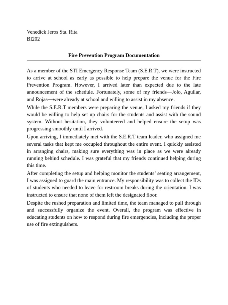 FIre Prevention Documentation | PDF