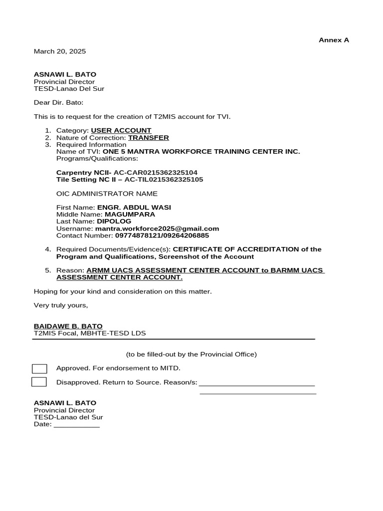 Annex A. AC Account | PDF