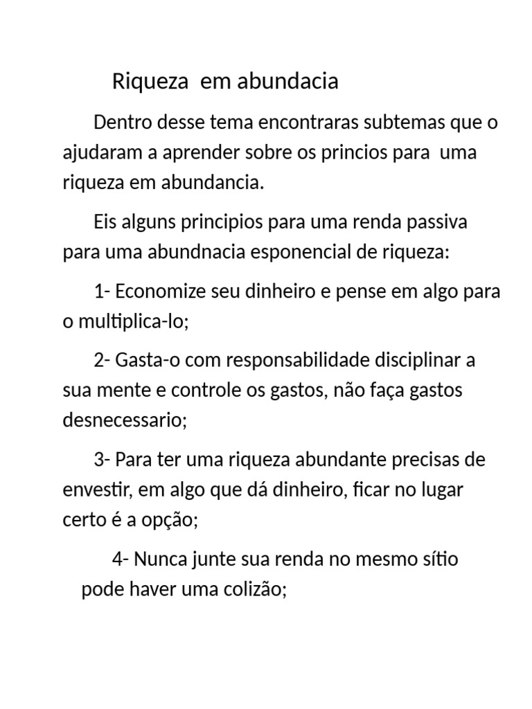 Princípios para Riqueza Abundante | PDF