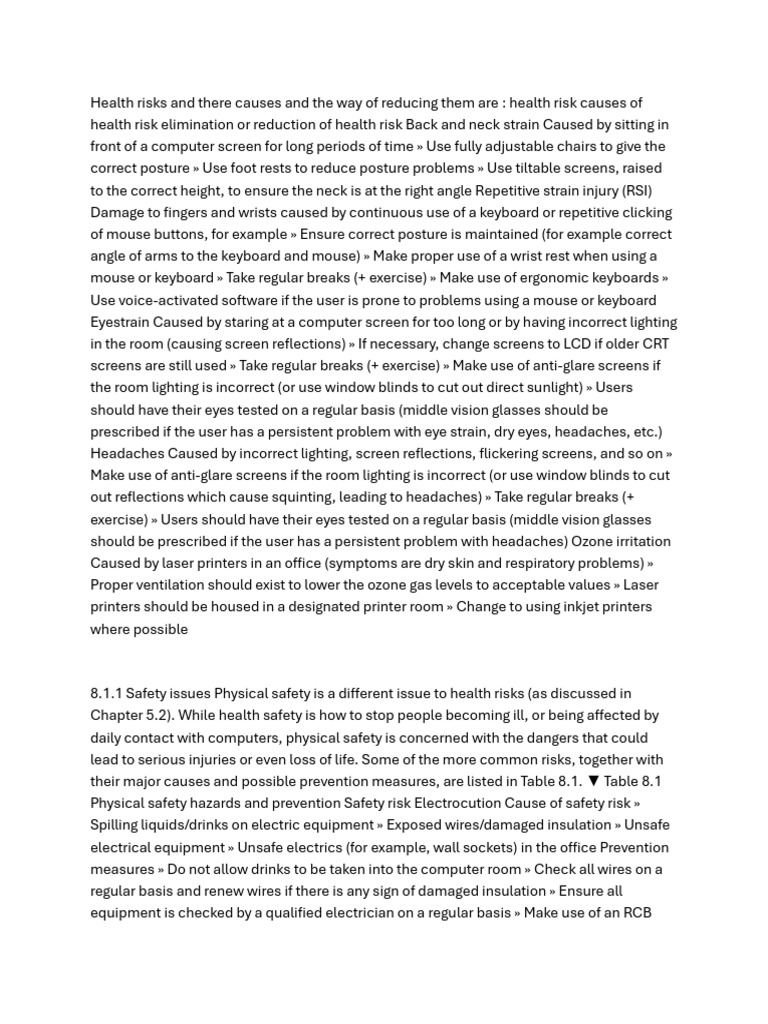 Health Risks and Safety Measures at Work | PDF | Phishing | Computer ...