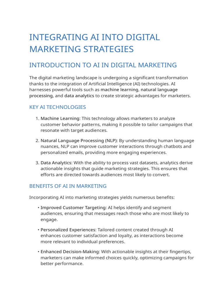 AI Integration in Digital Marketing Strategies | PDF | Artificial ...