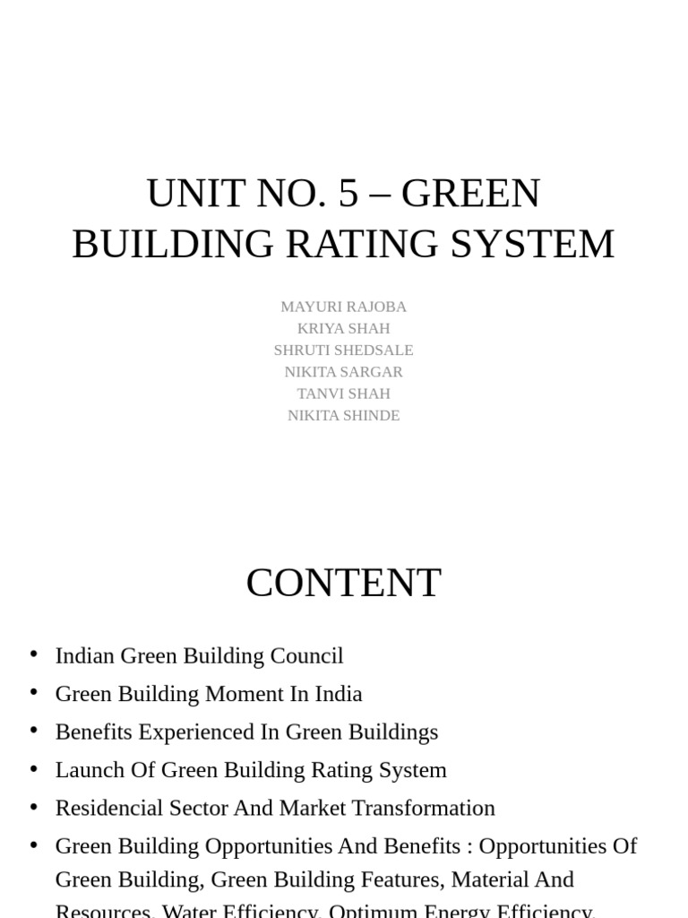 Green Building Rating System Overview | PDF | Energy Conservation ...