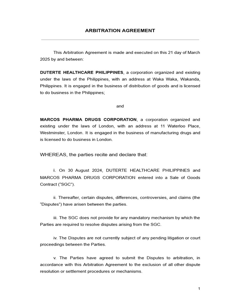 Arbitration Agreement | PDF | Arbitration | Arbitral Tribunal