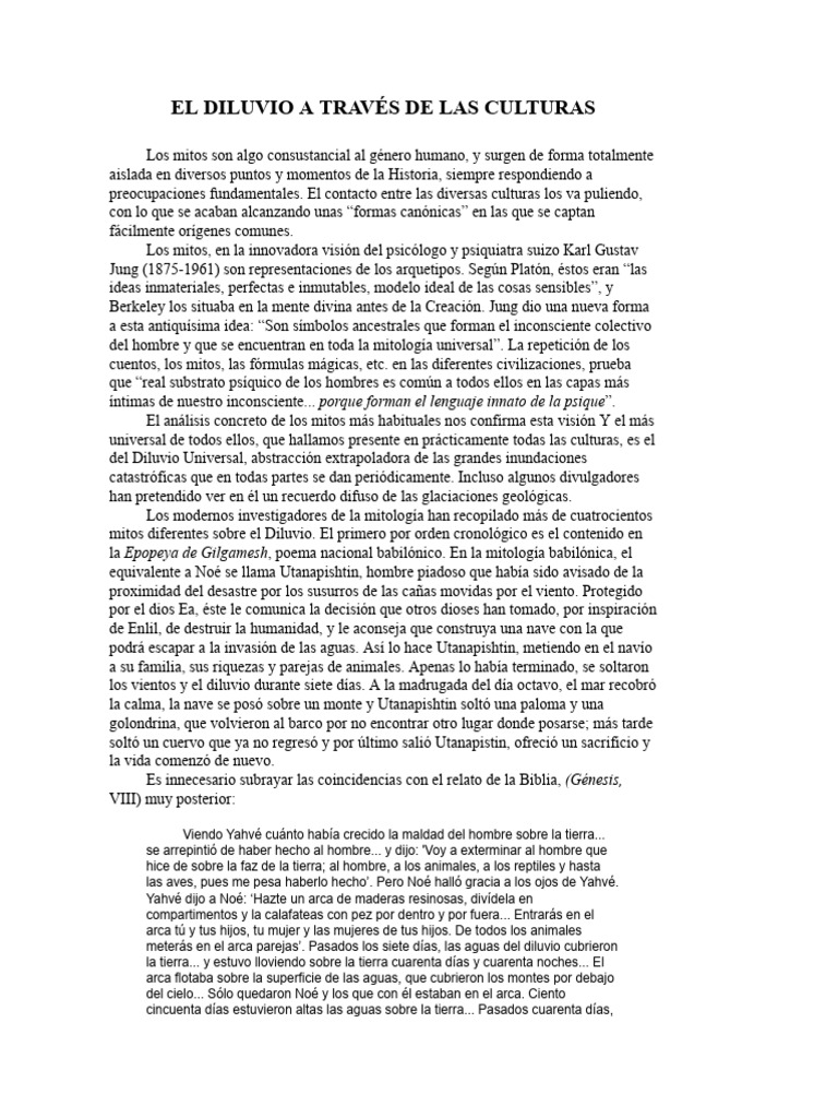 El Diluvio Universal en Culturas | PDF | Arca de Noé | Mito de la ...