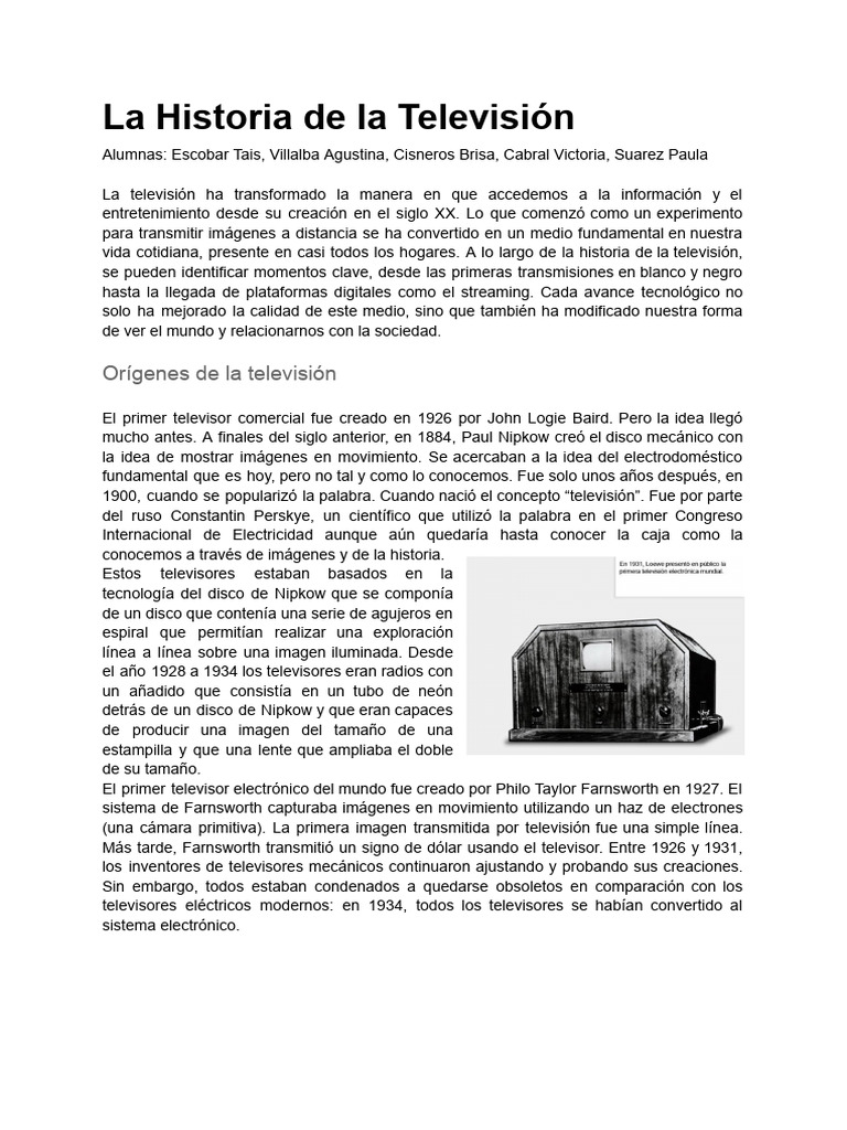 La Historia de La Televisión-1 | PDF | Televisión | Vídeo a la carta