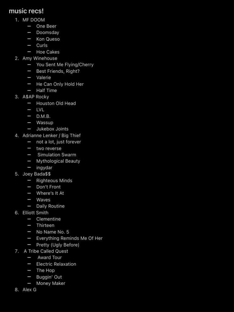 Essential Music Recommendations List | PDF