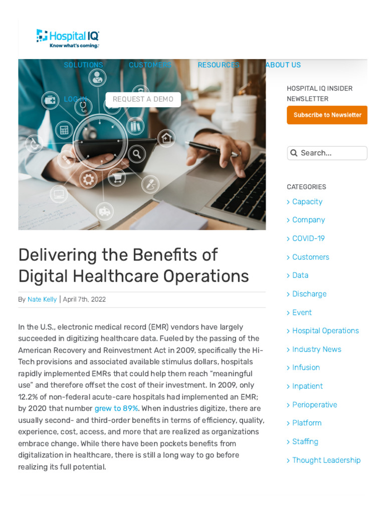 Delivering The Benefits of Digital Healthcare Operations - Hospital IQ ...