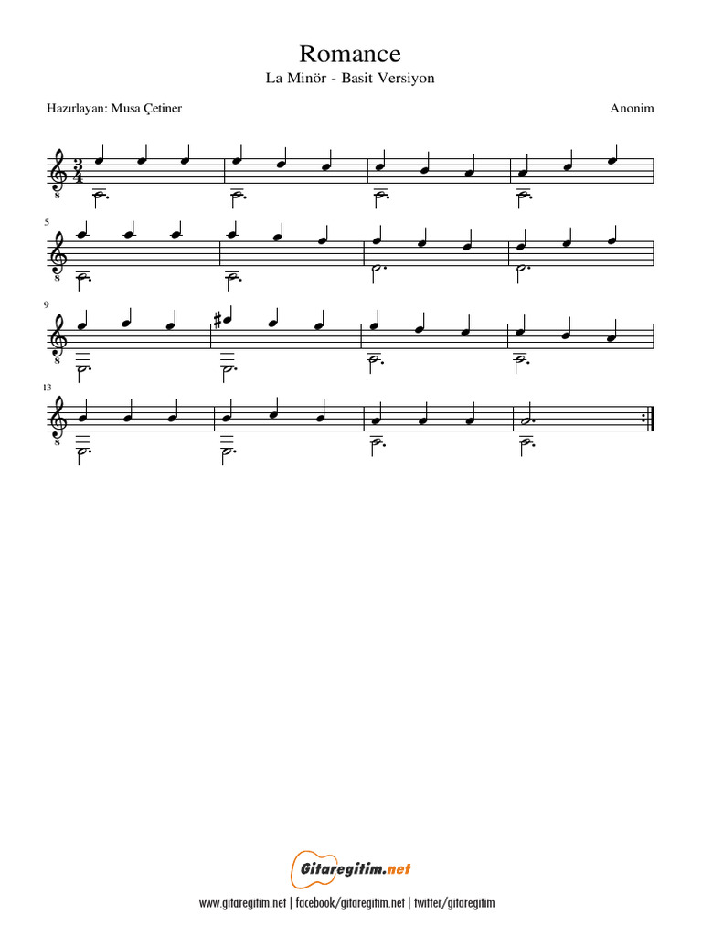 Romance La Minor Nota Tab | PDF