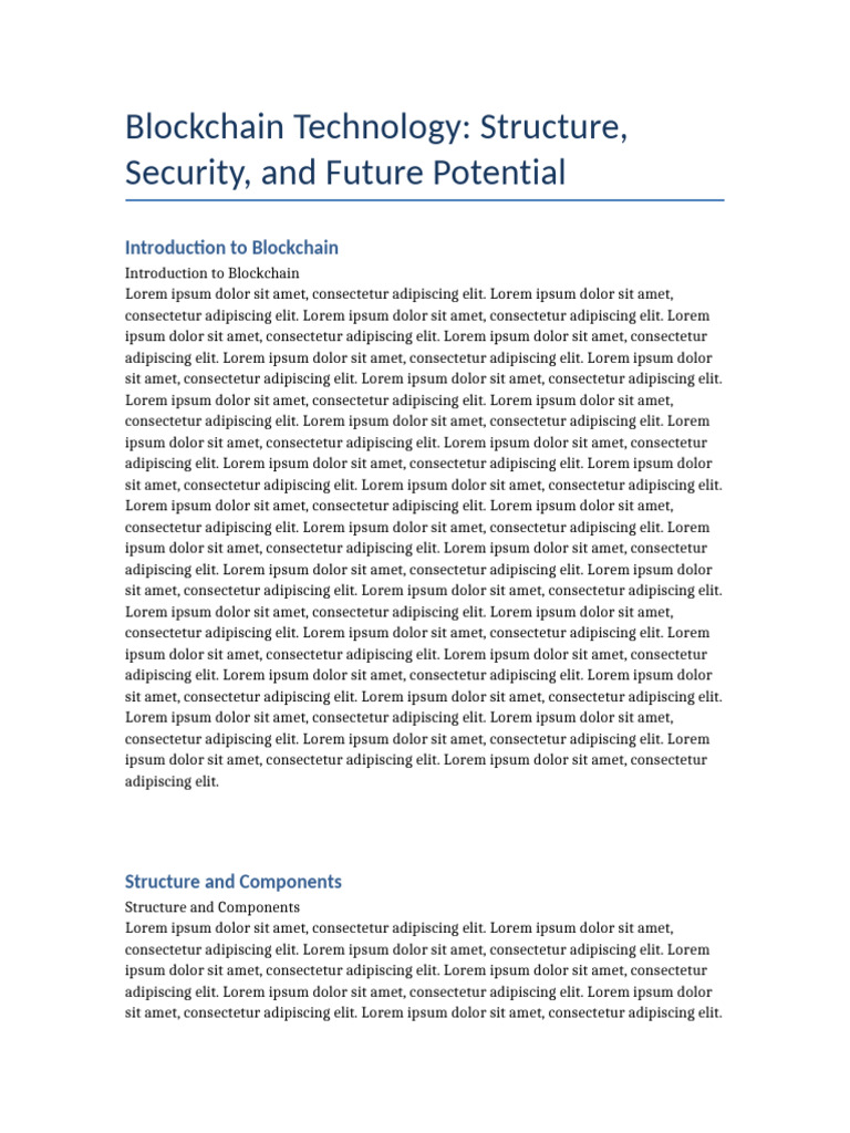 Blockchain Technology Structure, Security, and Future Potential | PDF