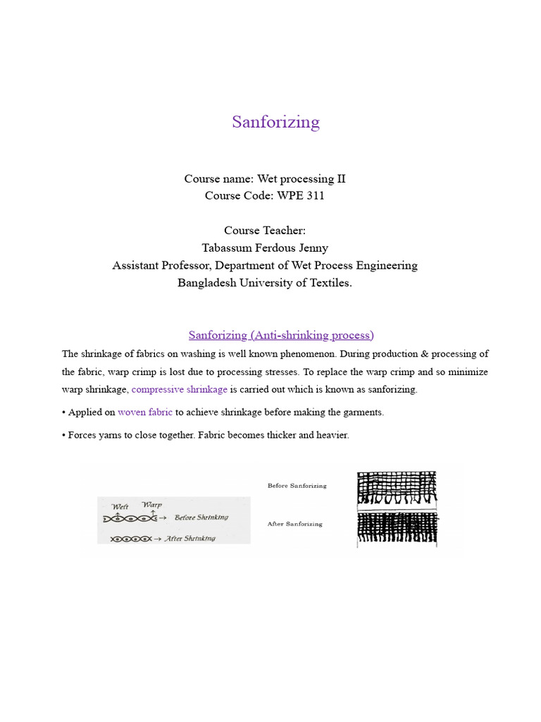 Understanding the Sanforizing Process | PDF | Textiles | Wool