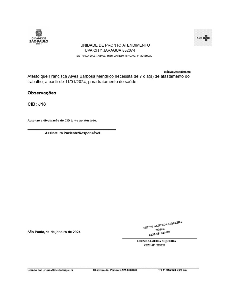 Atestado 7 Dias | PDF