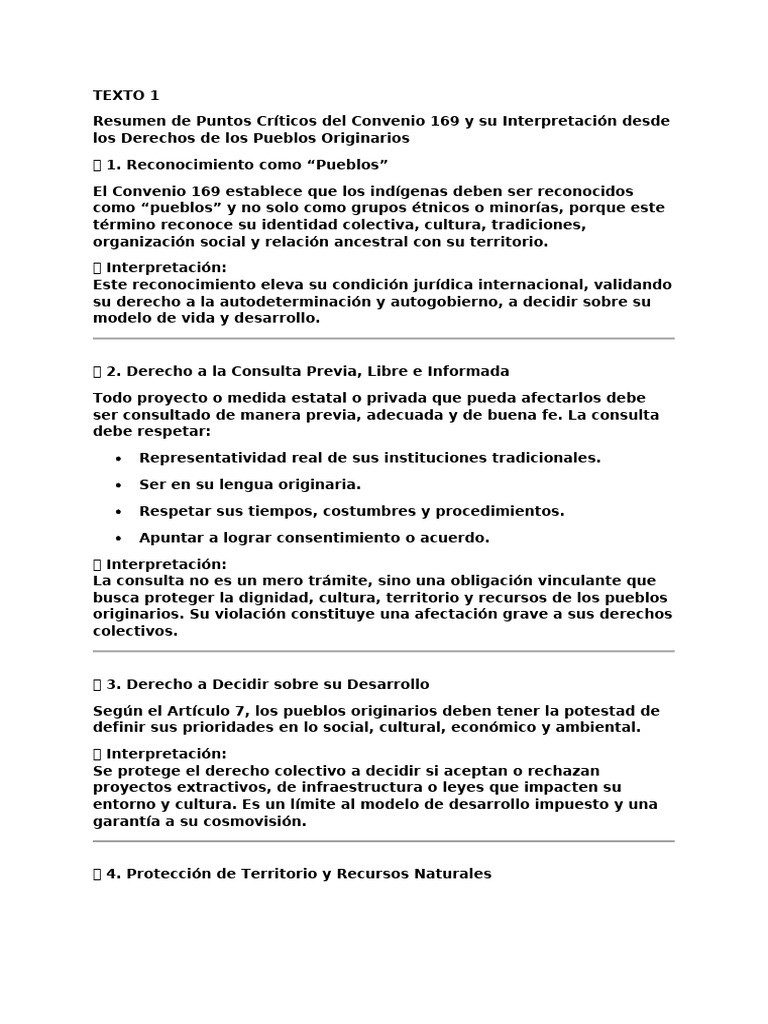 Derechos de los Pueblos Originarios y el Convenio 169 | PDF ...
