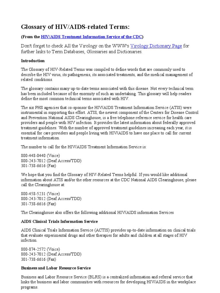 Glossary of HIV en | PDF | Hiv/Aids | Cervical Cancer