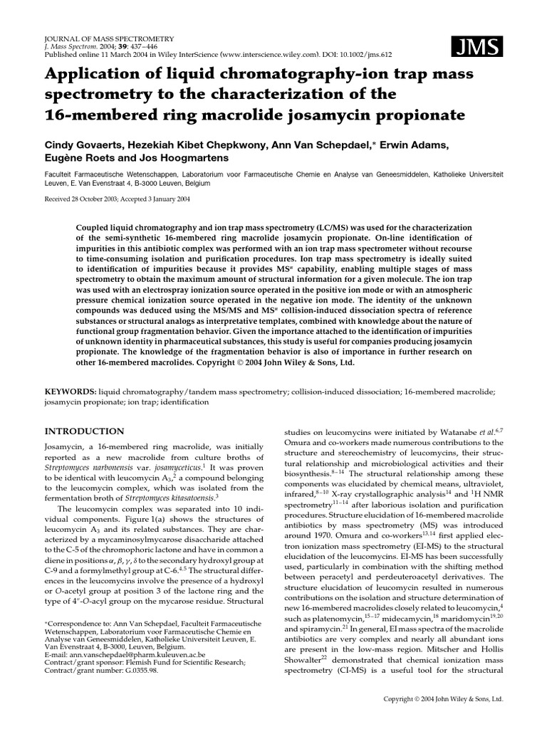 Application of Liquid Chromatography-Ion Trap Mass Spectrometry To The ...
