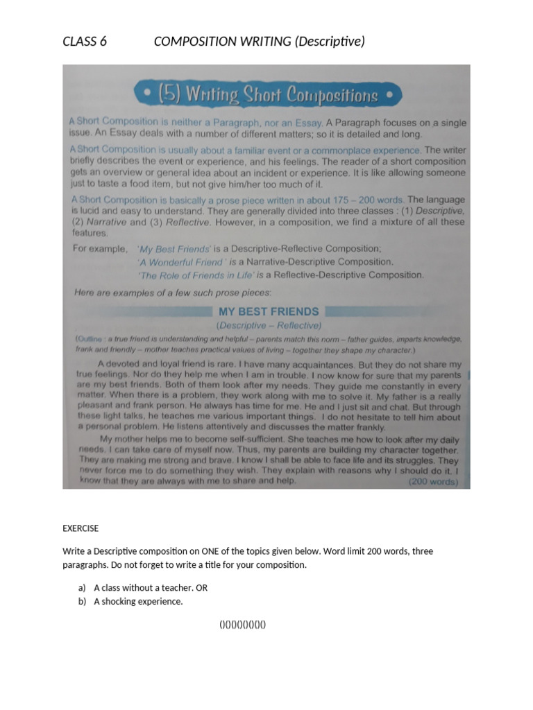 6 Composition Writing (Descriptive) | PDF