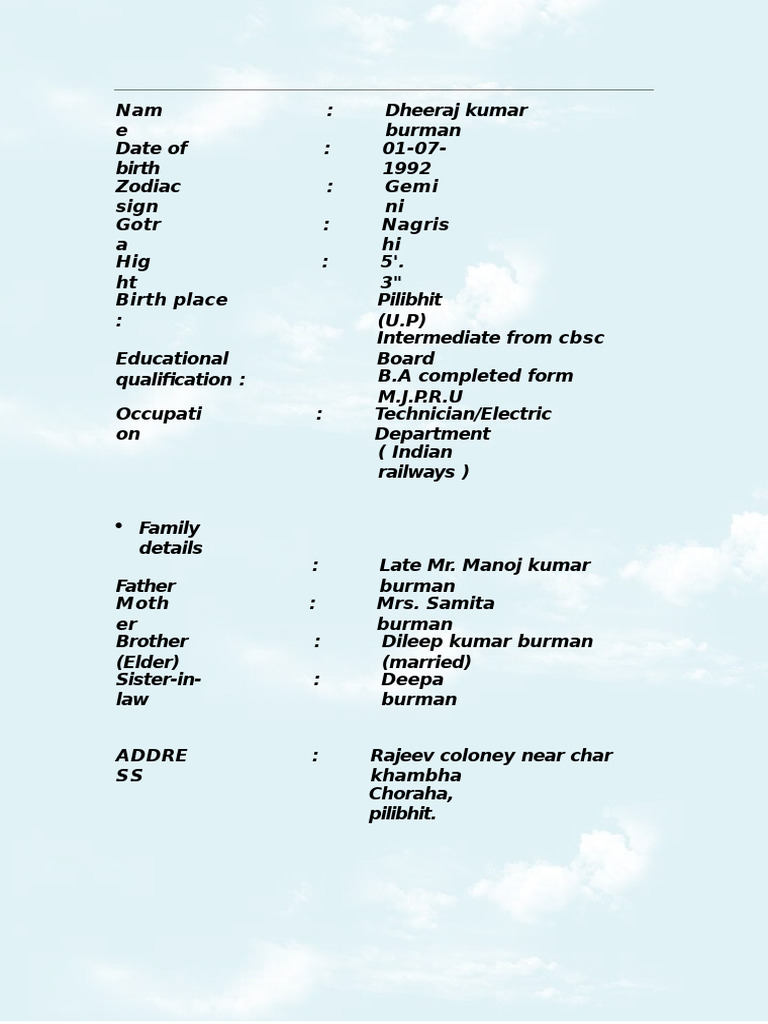 Bio Data | PDF