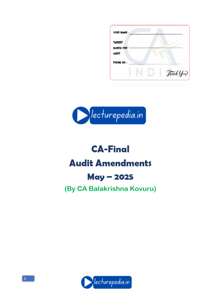 CA Final Audit Amendments May 2025 | PDF | Auditor's Report | Audit